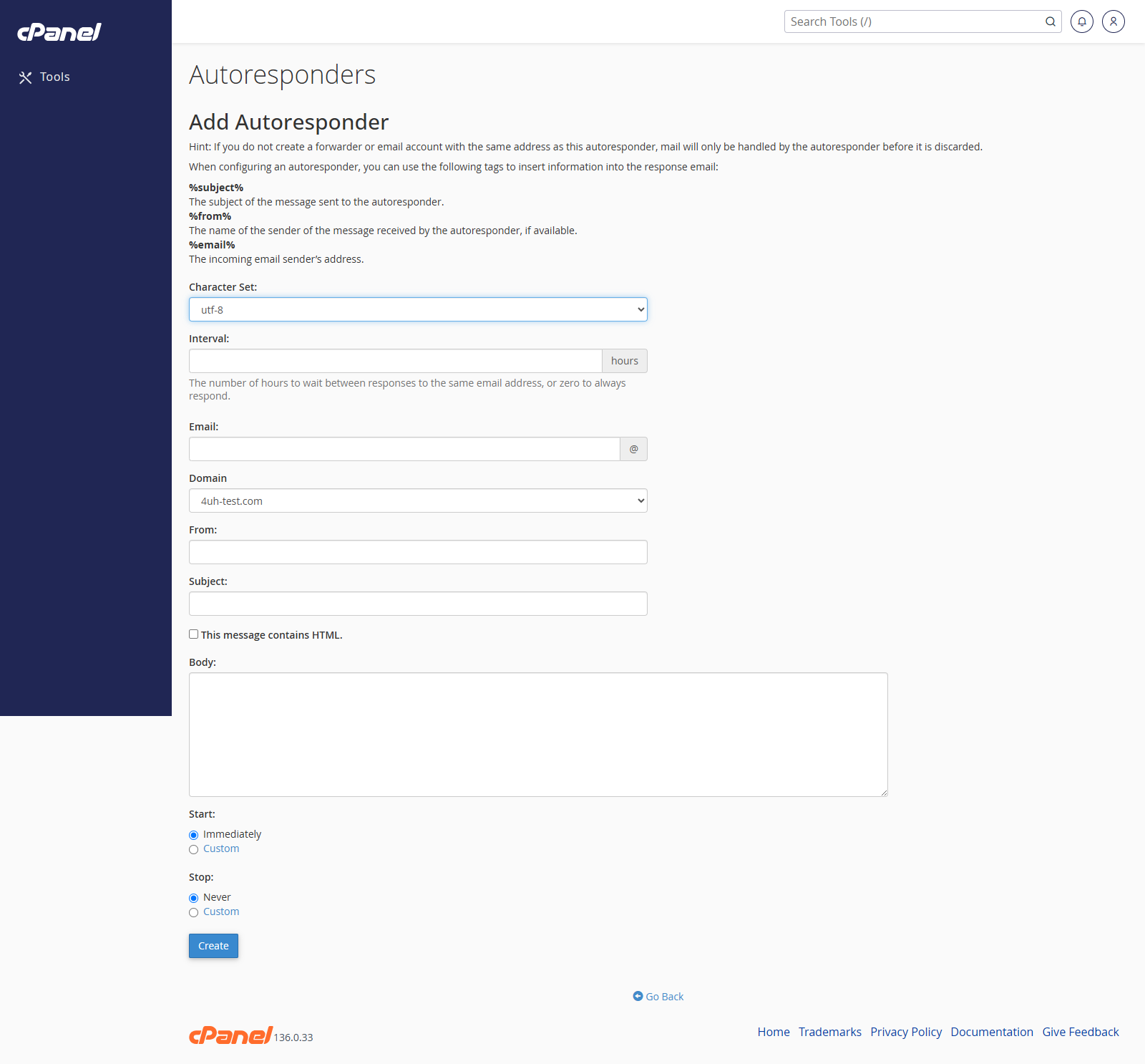 Add Autoresponder form