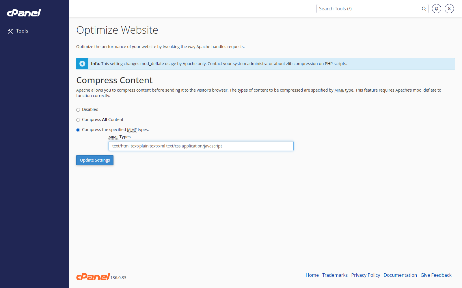 Optimize Website compression settings