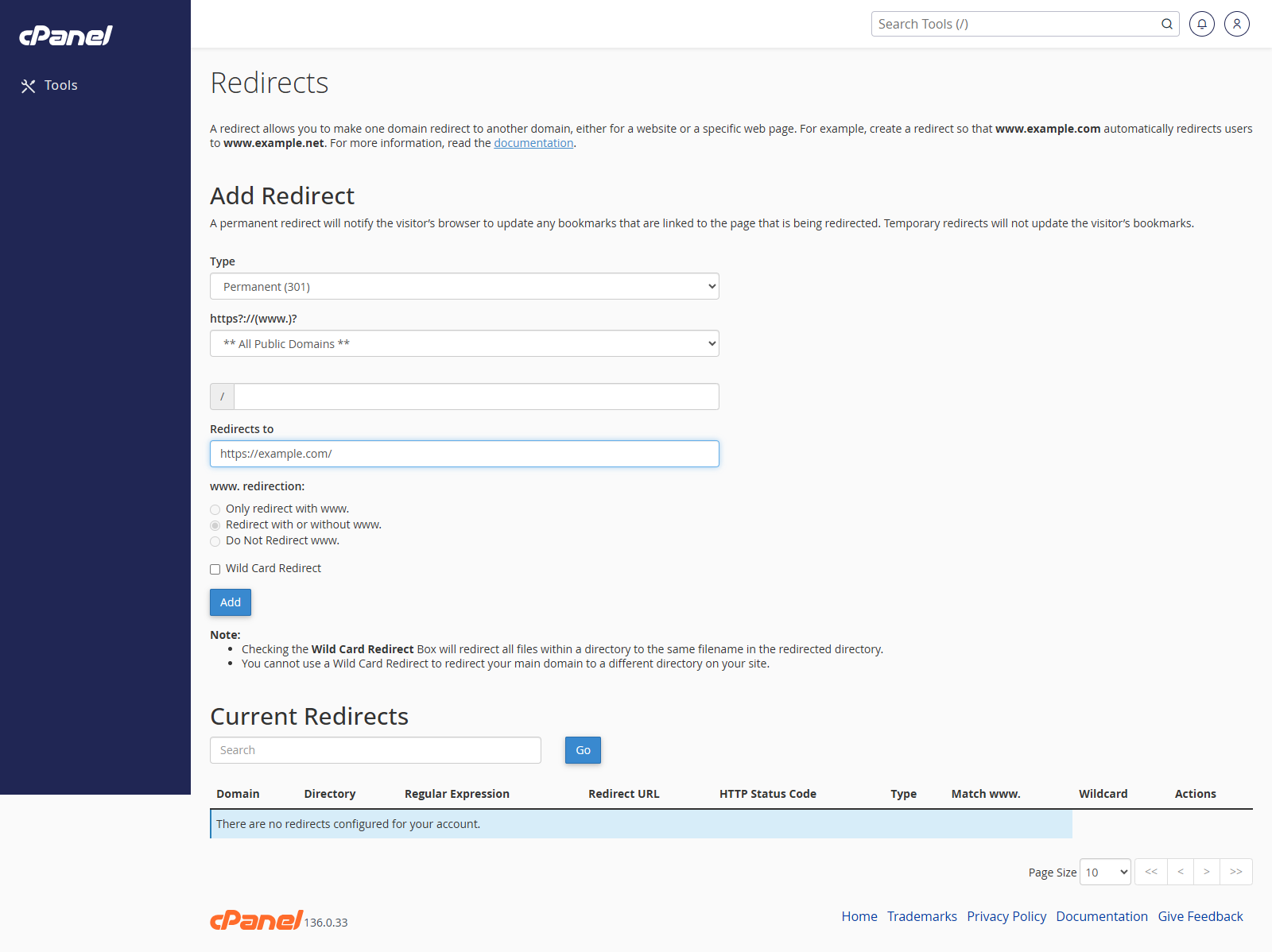 Redirect form with destination entered