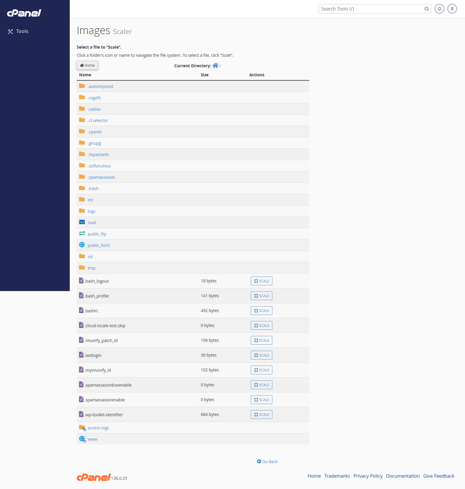 Image Scaler folder selection screen