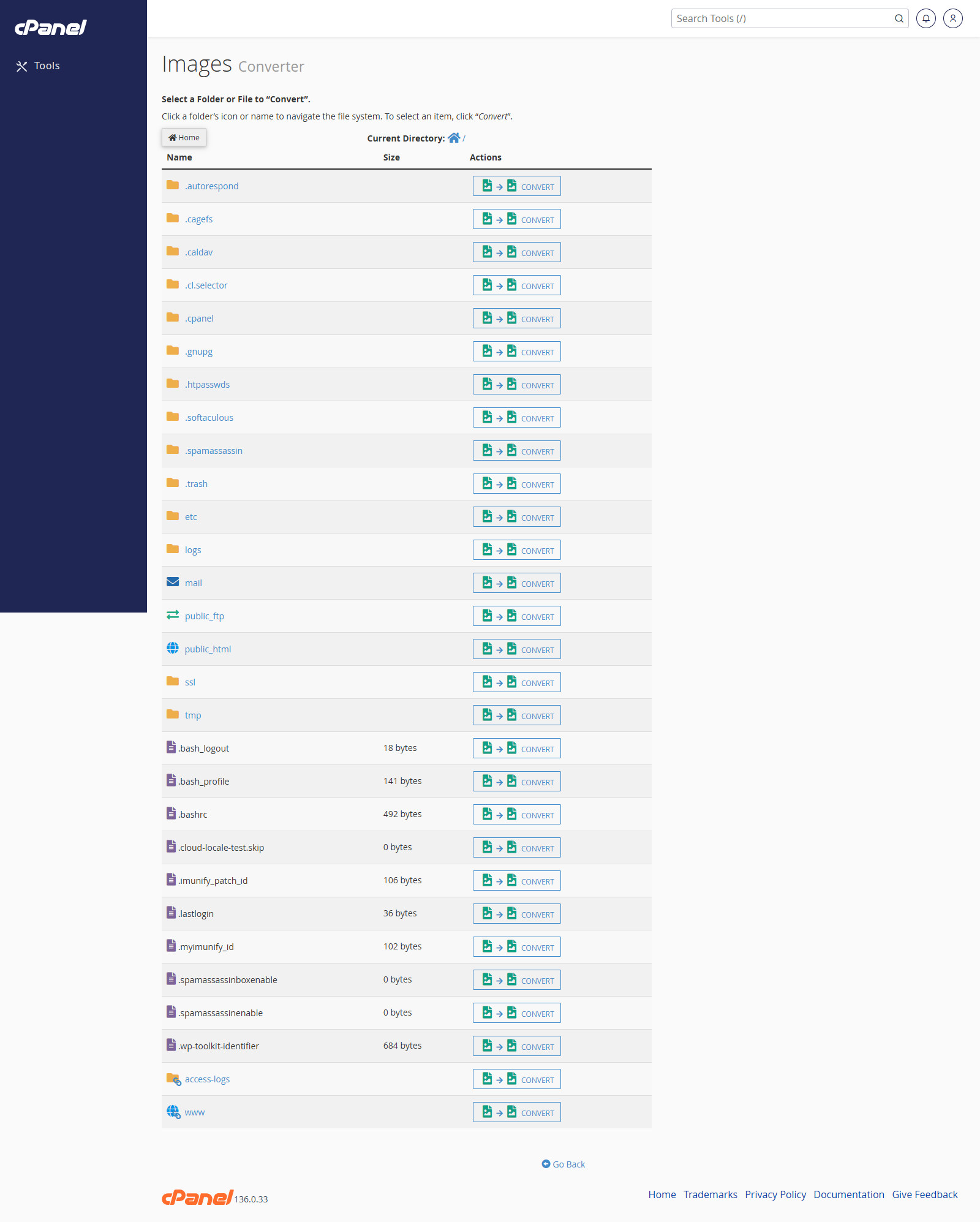 Image Converter folder selection screen