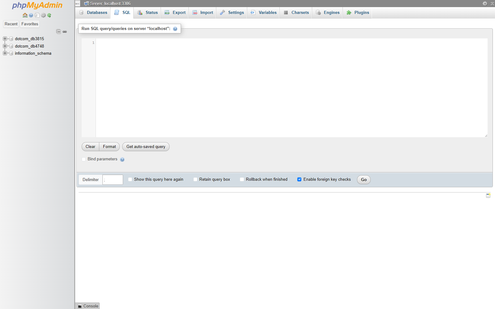 SQL tab in phpMyAdmin