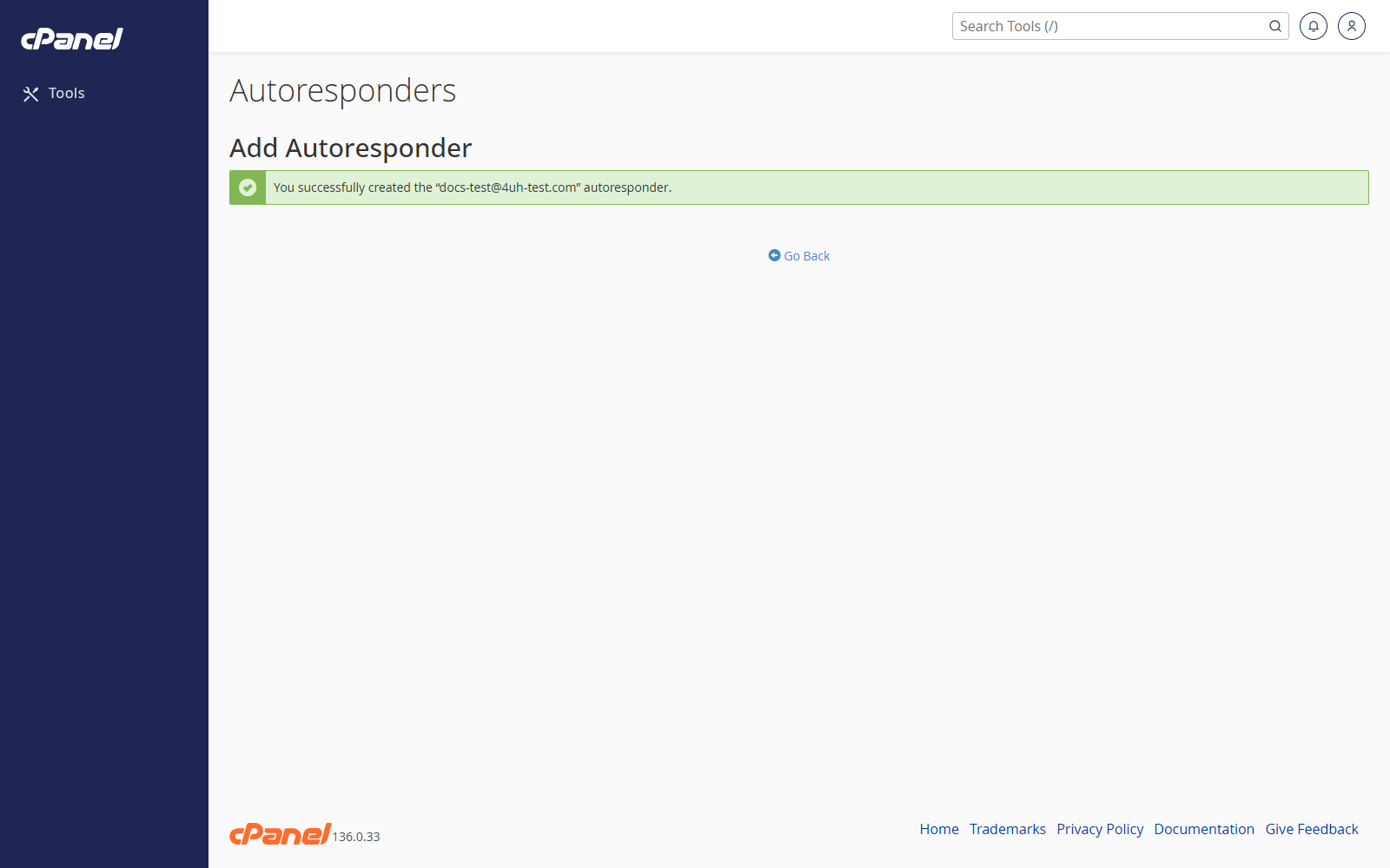 Autoresponder created confirmation