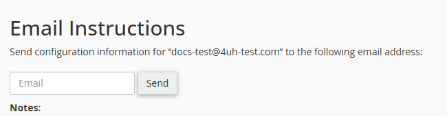 Email instructions field for mail client setup