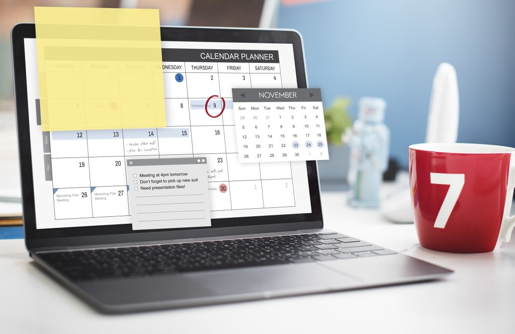 Planner and checklist representing website content management