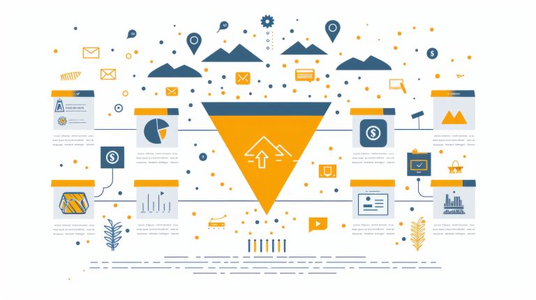 Sales funnel graphic showing leads moving through a buying journey