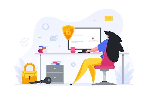 Solopreneur working securely on business accounts