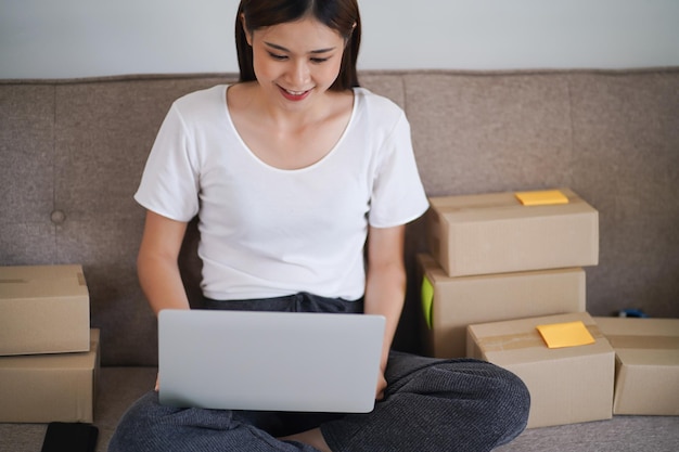 Home business owner working on an online business website