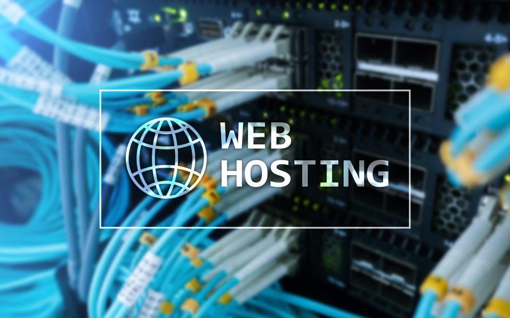 Web hosting concept showing storage space and website access