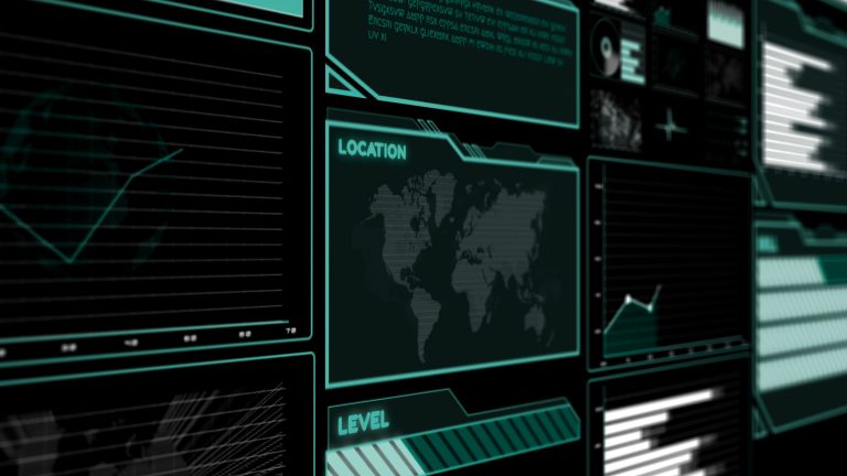 Digital dashboard representing cybersecurity monitoring and awareness
