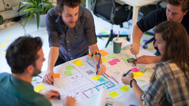 Business team reviewing a customer journey for a website