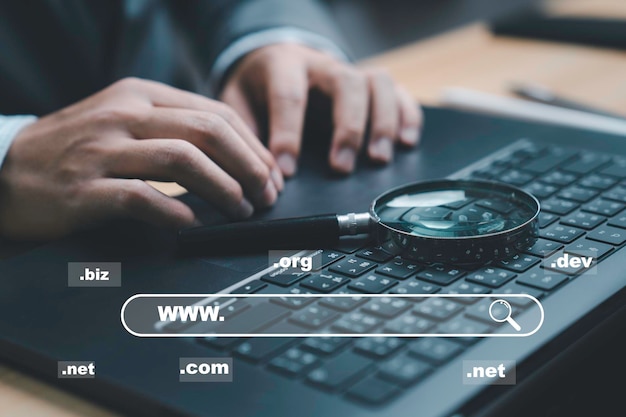 Business owner comparing domain name ideas on a planning board