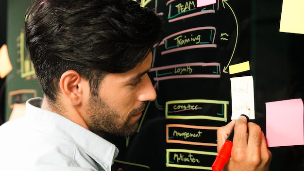 Business owner comparing website hosting options