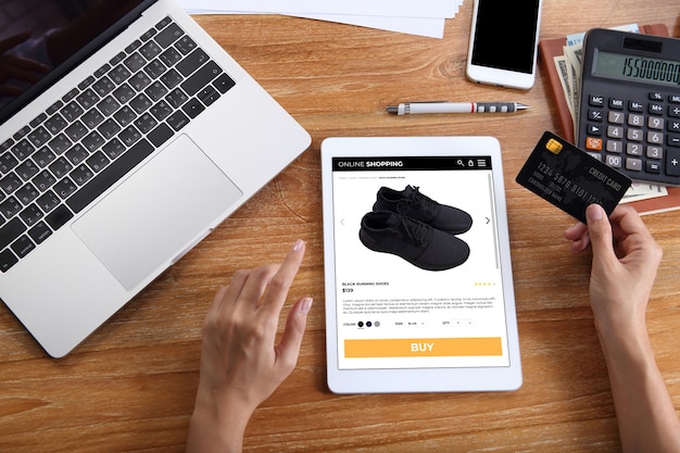 A customer browsing an ecommerce product page on a tablet