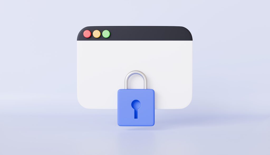 Web page and padlock icon representing website security