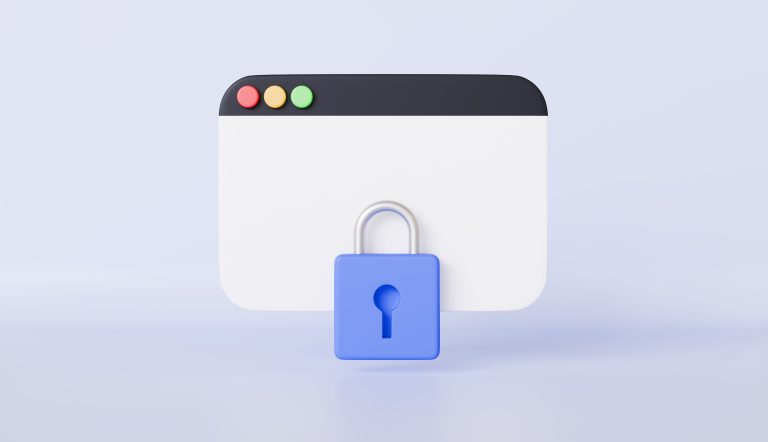 Web page and padlock icon representing website security