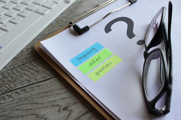 Website FAQ page planning with questions and notes