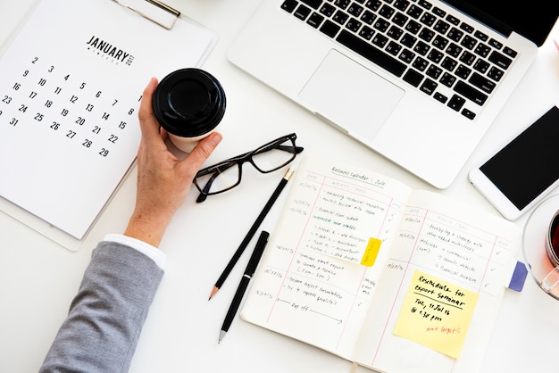 Content planner arranging short website sections and headings