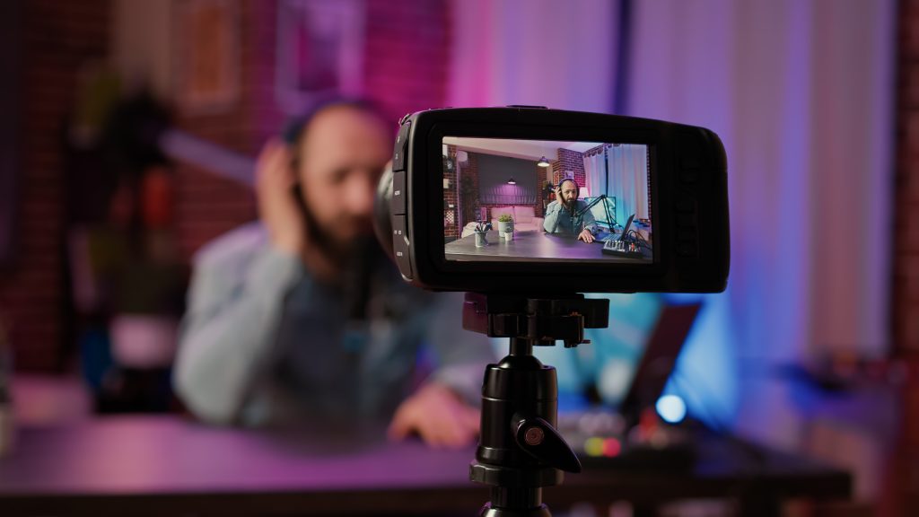 Camera recording a presenter for online video content