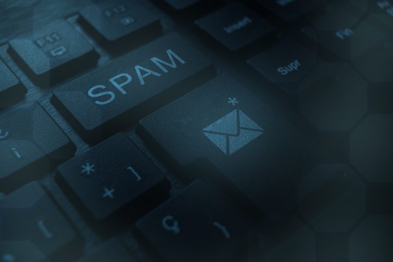 Keyboard keys showing spam protection icons