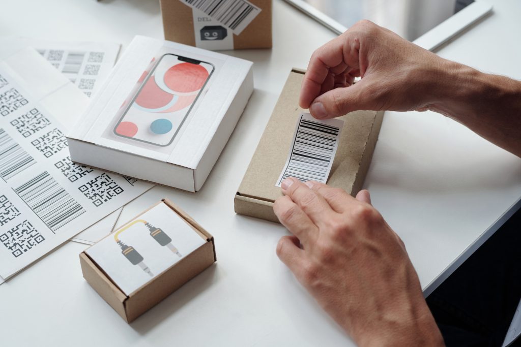 Parcels being prepared for ecommerce orders