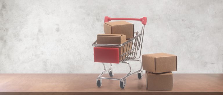 Shopping cart with delivery boxes