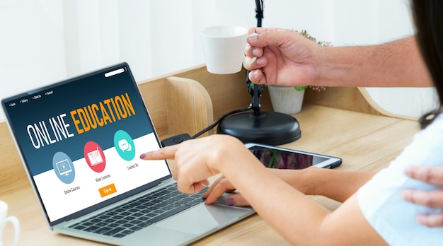 E-learning website interface representing online membership content