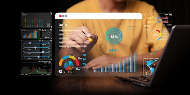 Marketing analytics dashboard with charts and performance metrics