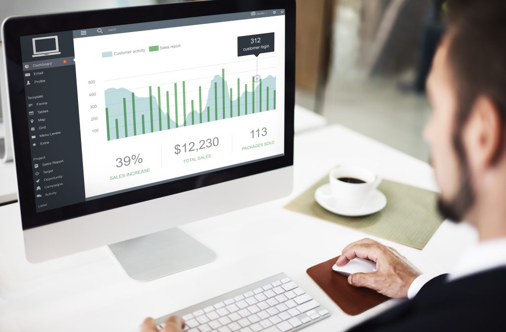 Sales dashboard graphics representing ecommerce improvements