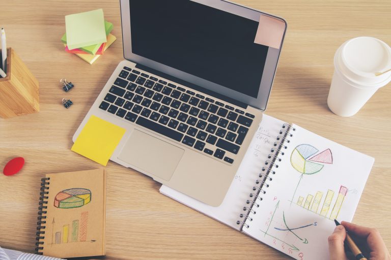 Business diagrams being drawn to plan website content