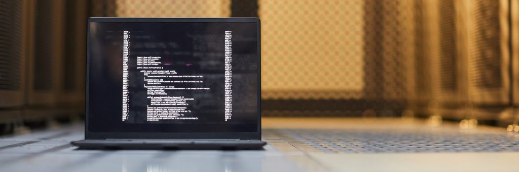 Laptop being used in a data centre