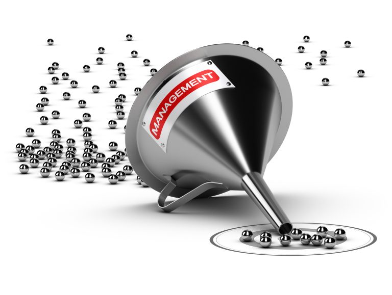 Conversion funnel and lead management concept