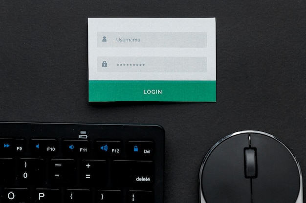 Username and password details on a desk