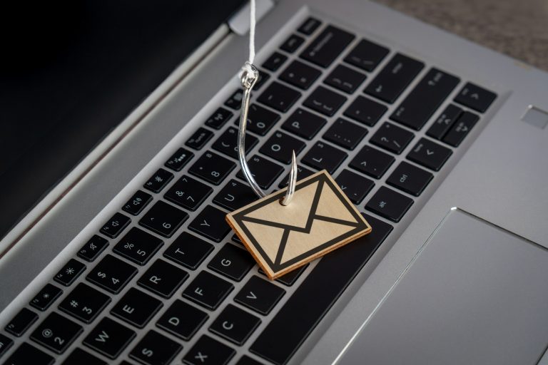 Fishhook and envelope icon symbolising phishing scams