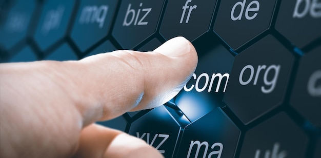 Domain extension options being compared for a business website