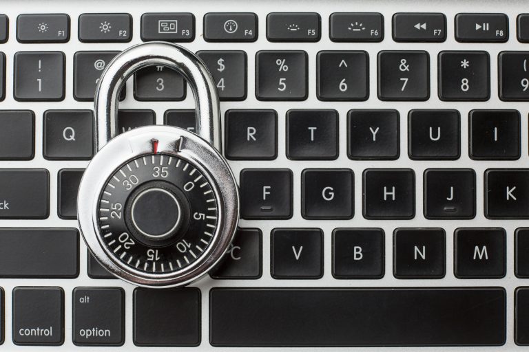 Padlock on a computer keyboard