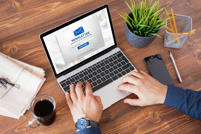 Person subscribing to an online newsletter