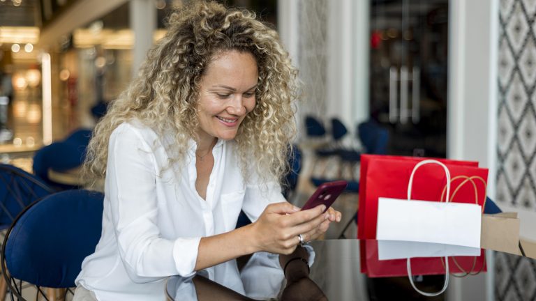 Customer using a smartphone