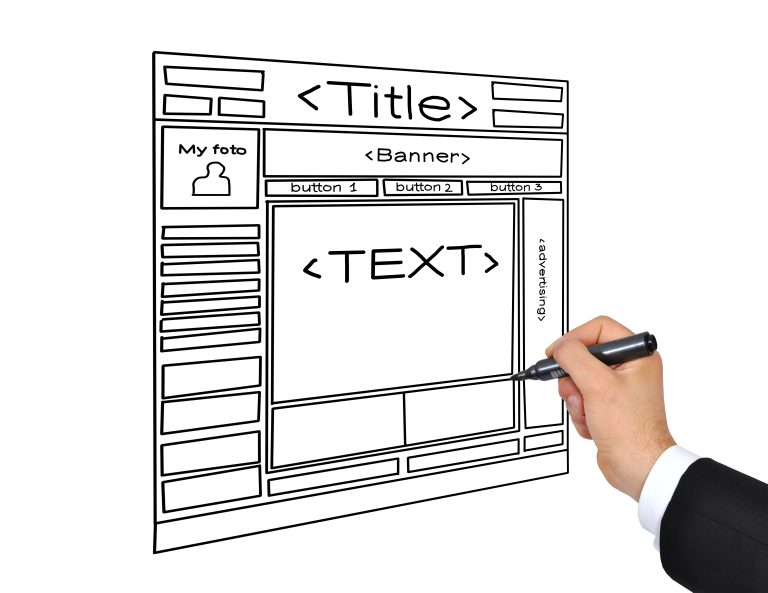Sketch of a website page layout and structure